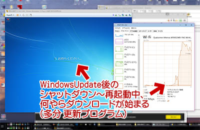 WindowsUpdate後の、シャットダウン～再起動中の画面