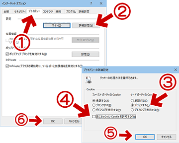 「歯車マーク」＞「インターネットオプション」を選ぶ