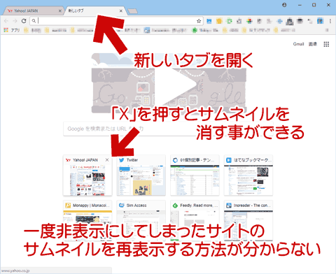 特定サイトのサムネイルを非表示にする