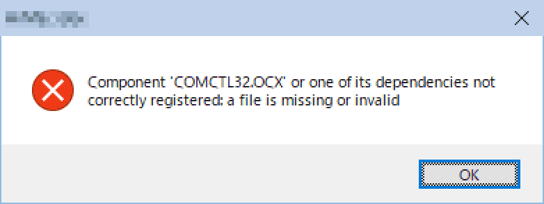 「mscomctl.ocx」が正しく登録されていない