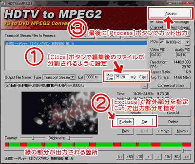 TSファイルのカット編集