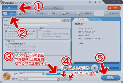 DVDFab 9の「コピー」「フルディスク」使い方解説画像
