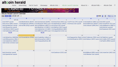 Altcoin Launch Calendar