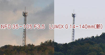 LUMIX G VARIO 14-140mmと等倍比較した画像